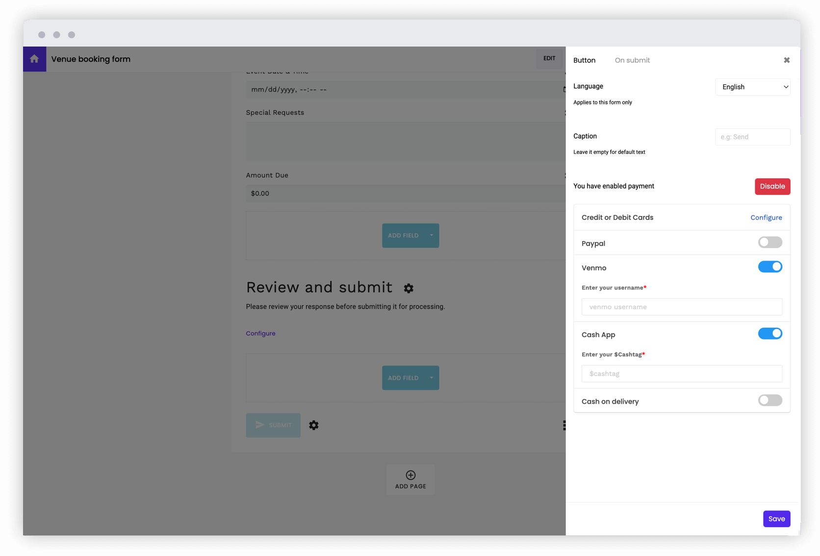 Enable peer-to-peer payments and recieve money instantly
