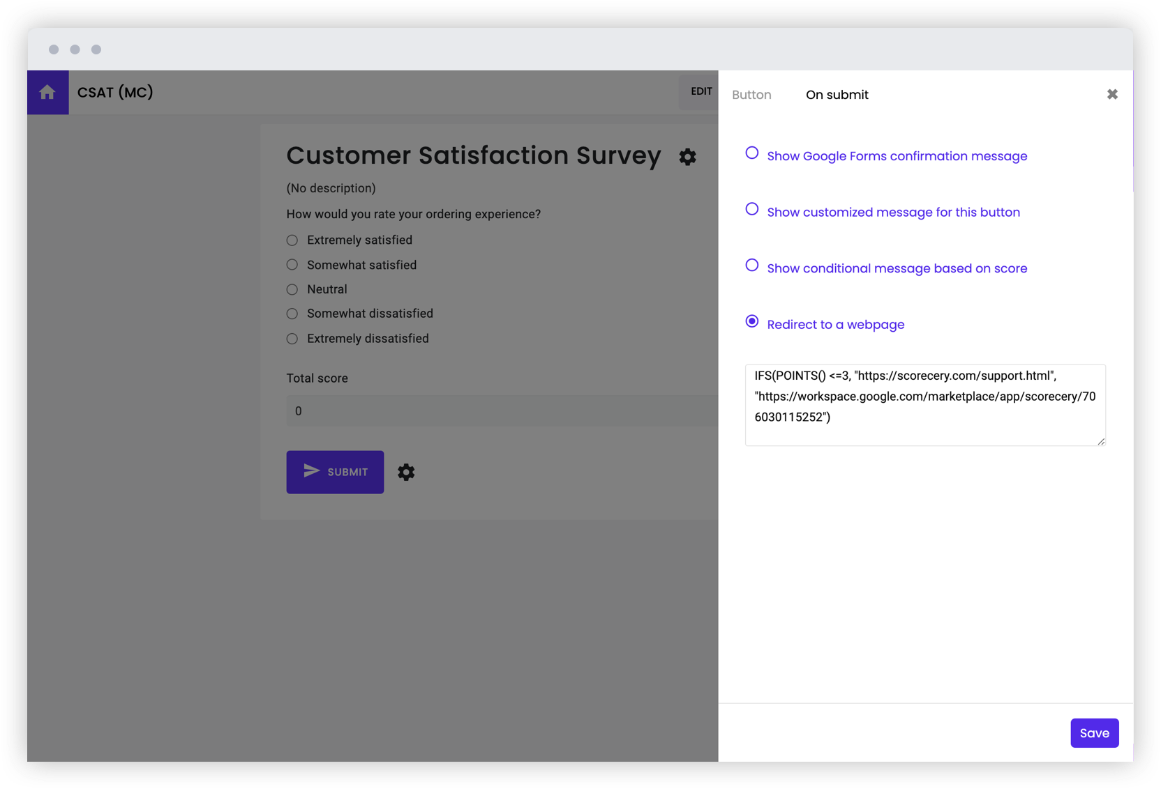 Redirect users to another webpage on submit or take them to different pages based on calculated score